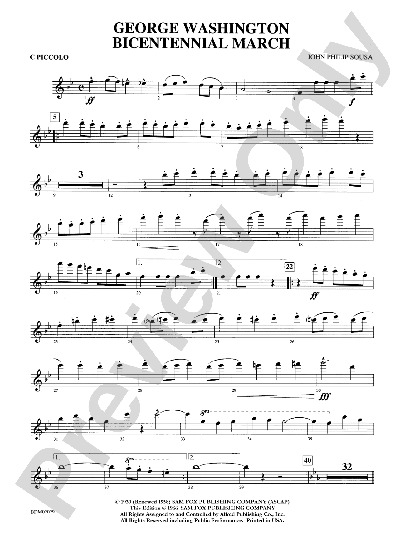 George Washington Bicentennial March: Piccolo
