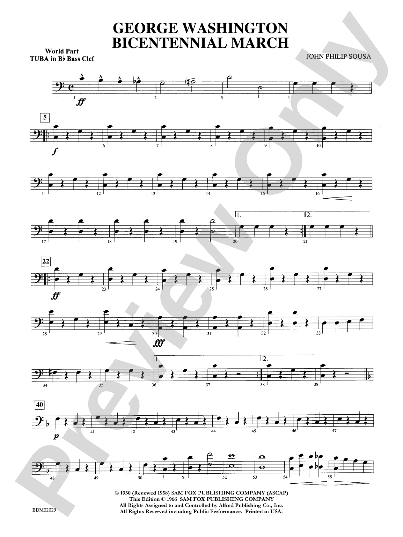 George Washington Bicentennial March: WP B-flat Tuba B.C.