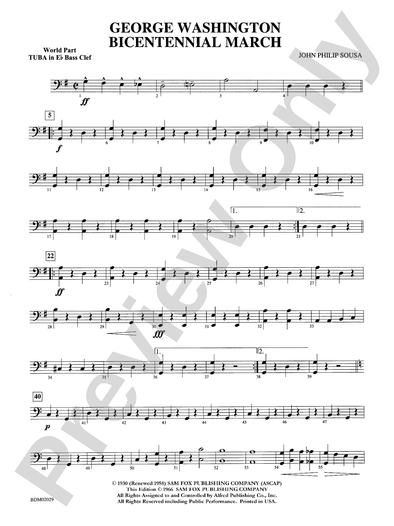 George Washington Bicentennial March: WP E-flat Tuba B.C.