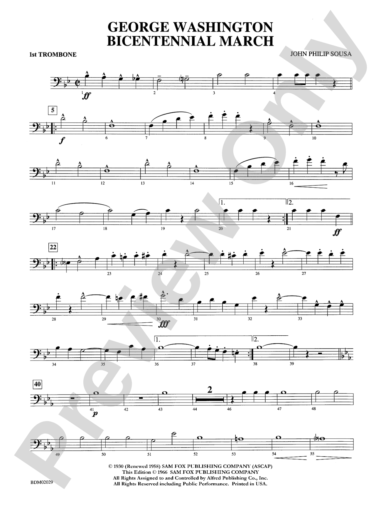 George Washington Bicentennial March: 1st Trombone