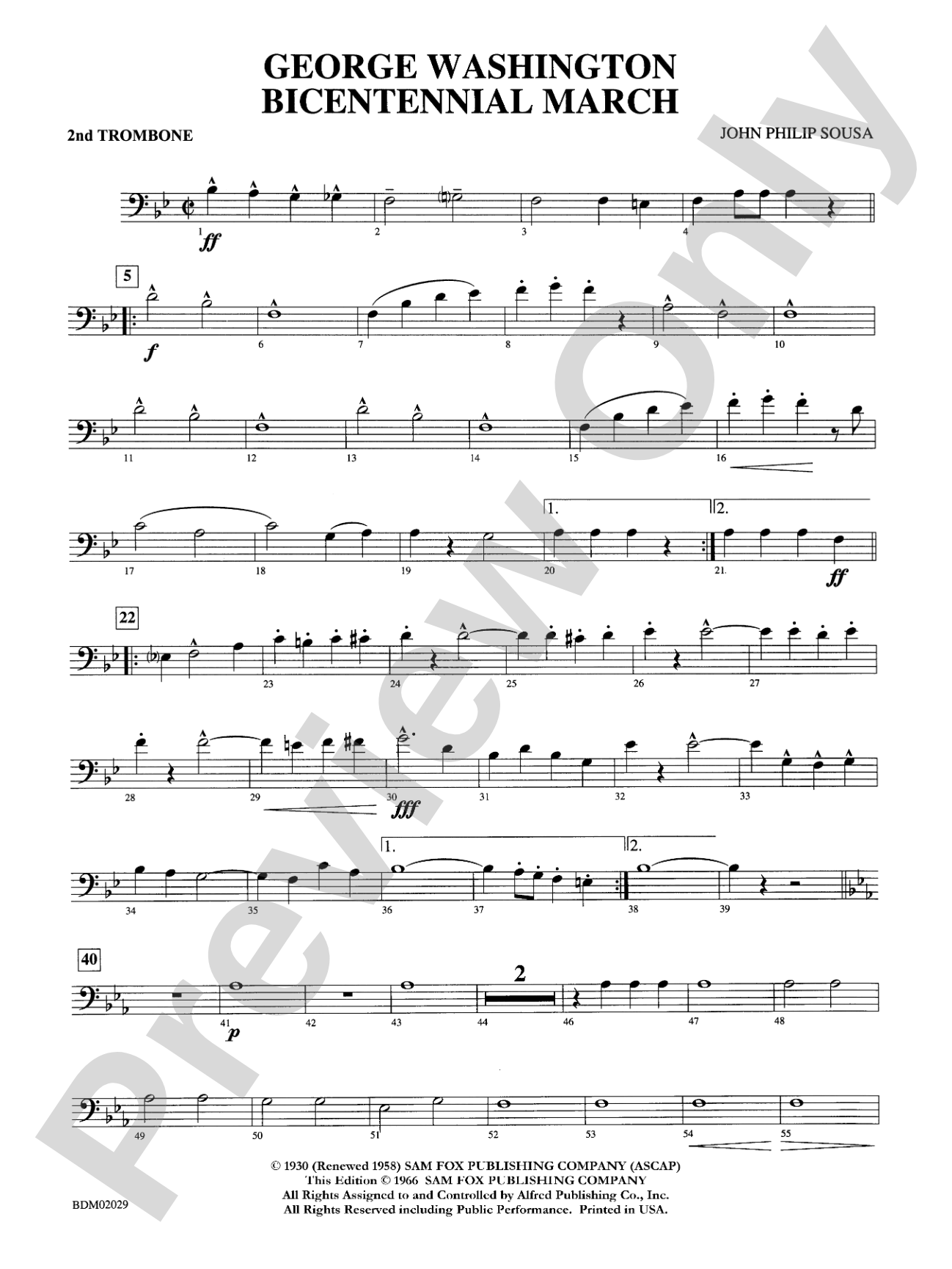 George Washington Bicentennial March: 2nd Trombone