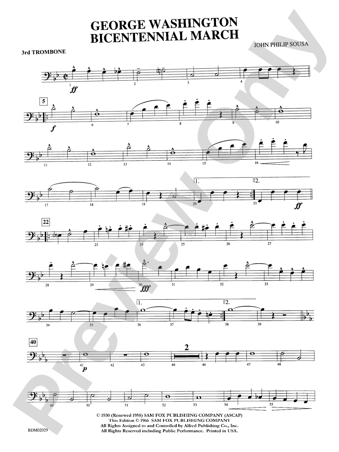 George Washington Bicentennial March: 3rd Trombone