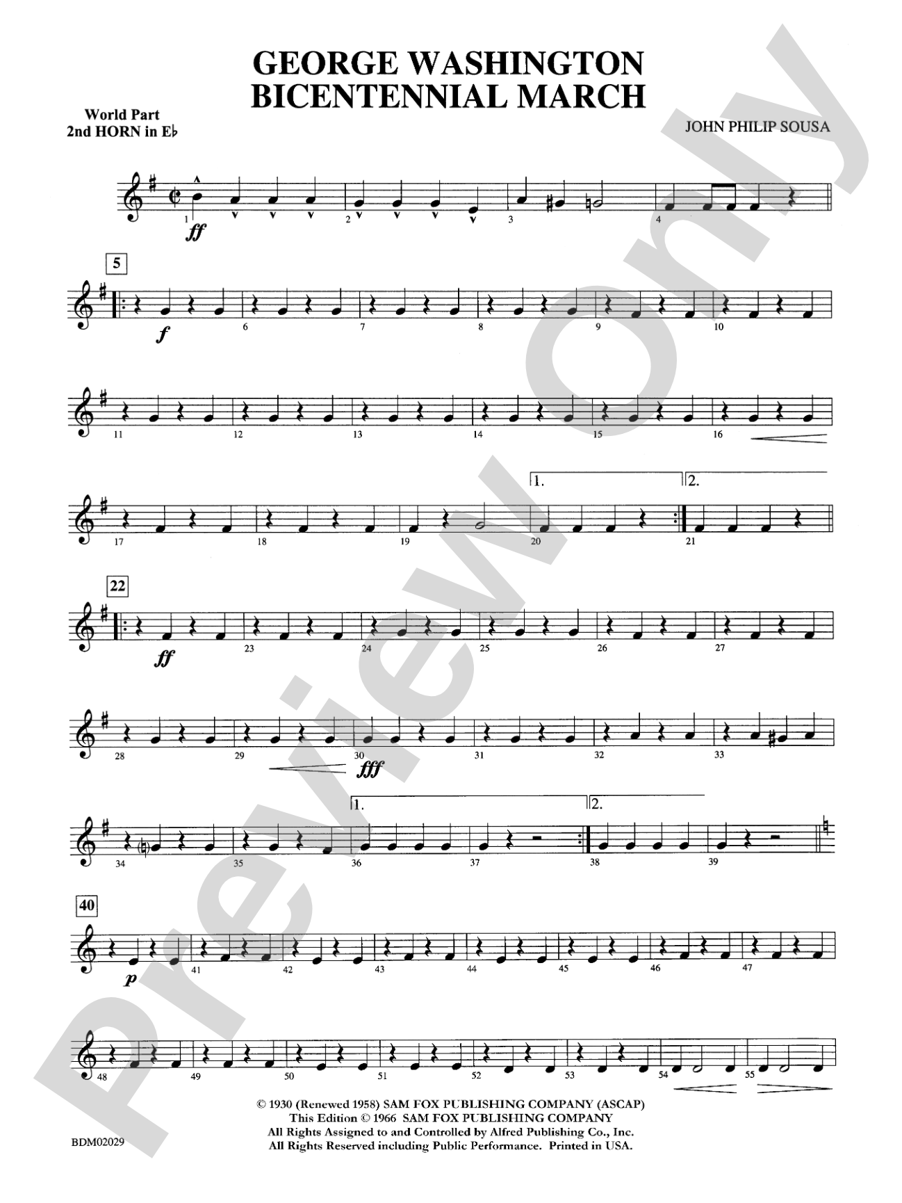 George Washington Bicentennial March: (wp) 2nd Horn in E-flat