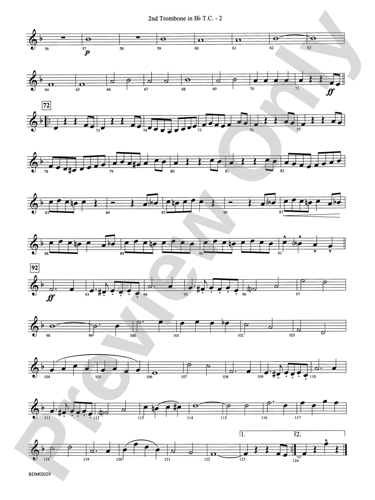 George Washington Bicentennial March: (wp) 2nd B-flat Trombone T.C.