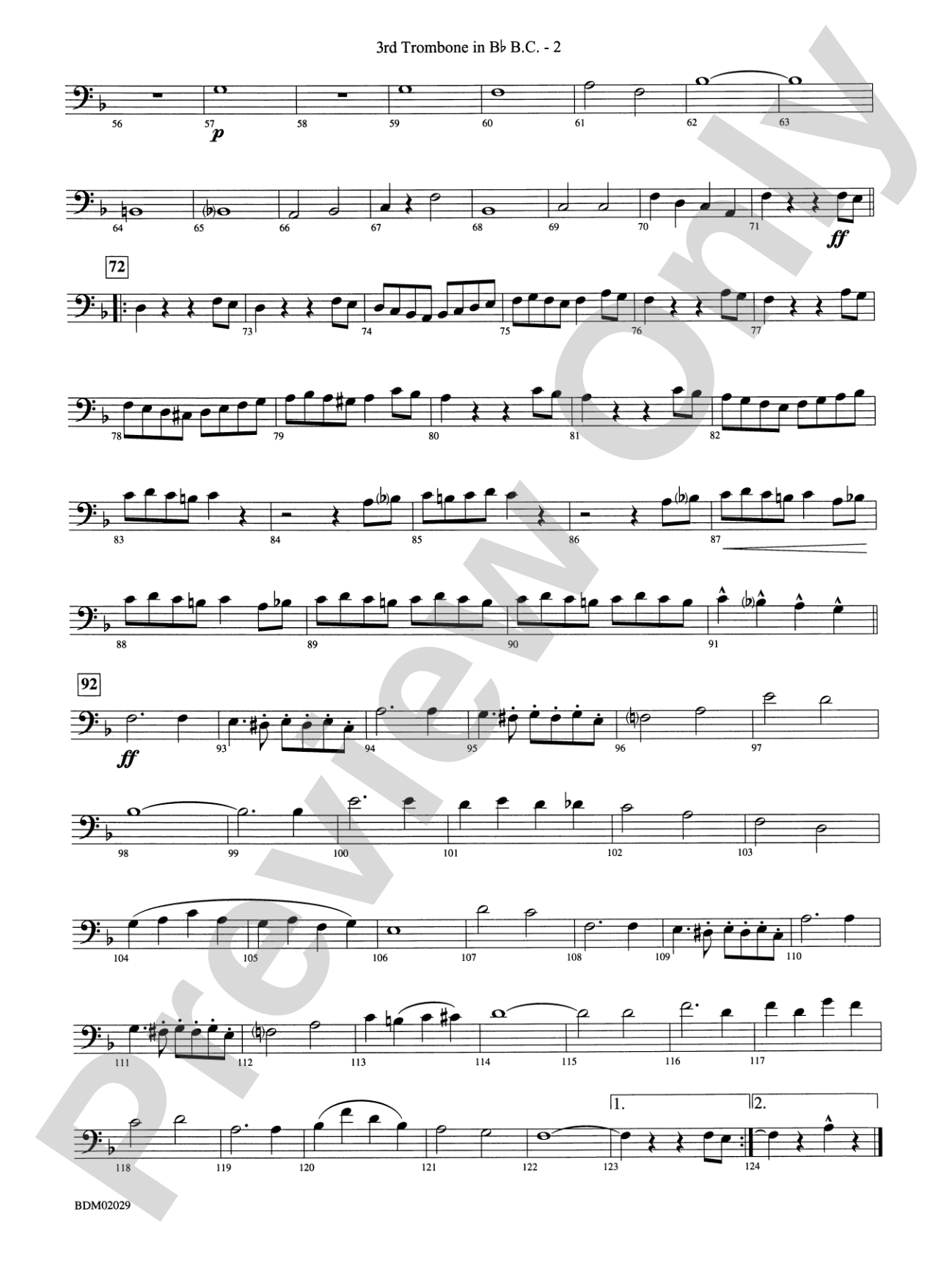 George Washington Bicentennial March: (wp) 3rd B-flat Trombone B.C.