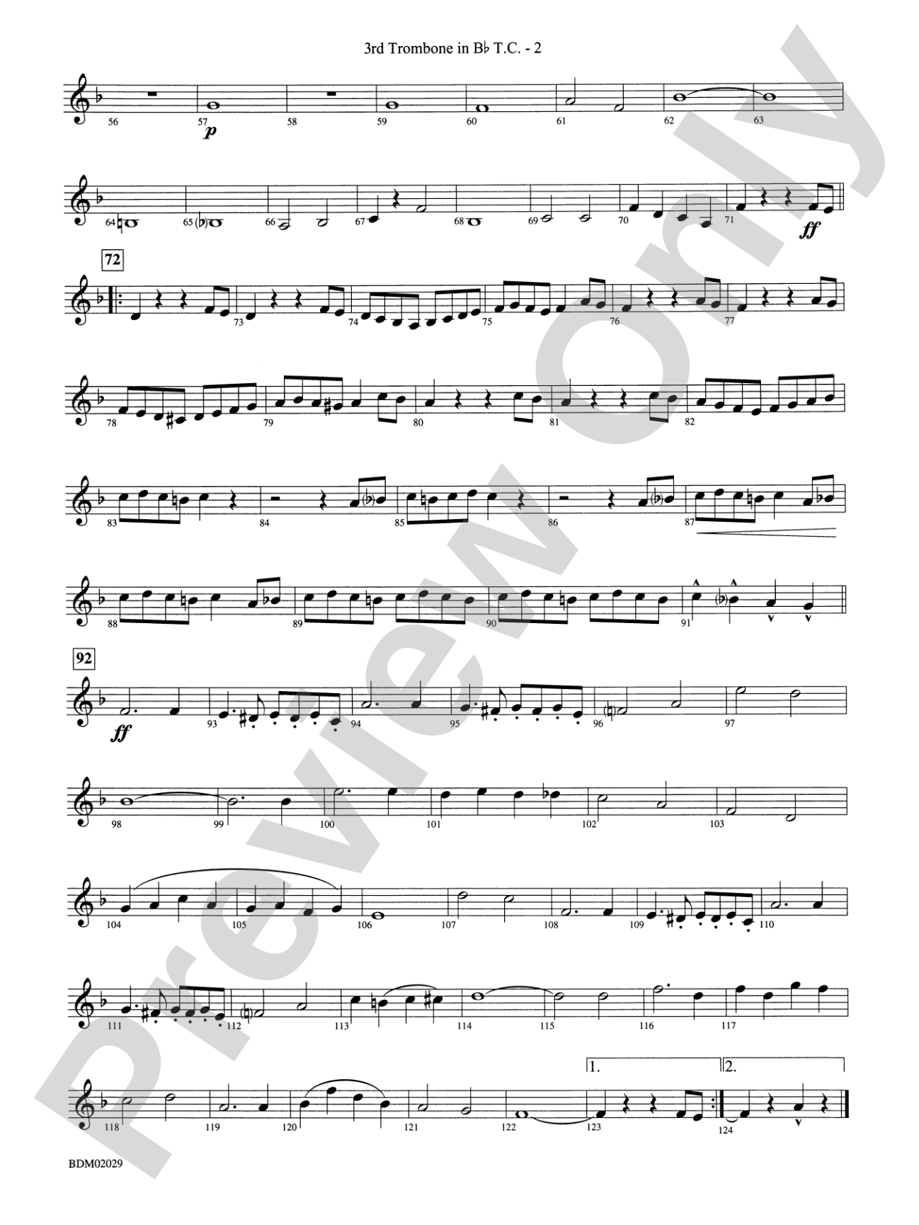 George Washington Bicentennial March: (wp) 3rd B-flat Trombone T.C.