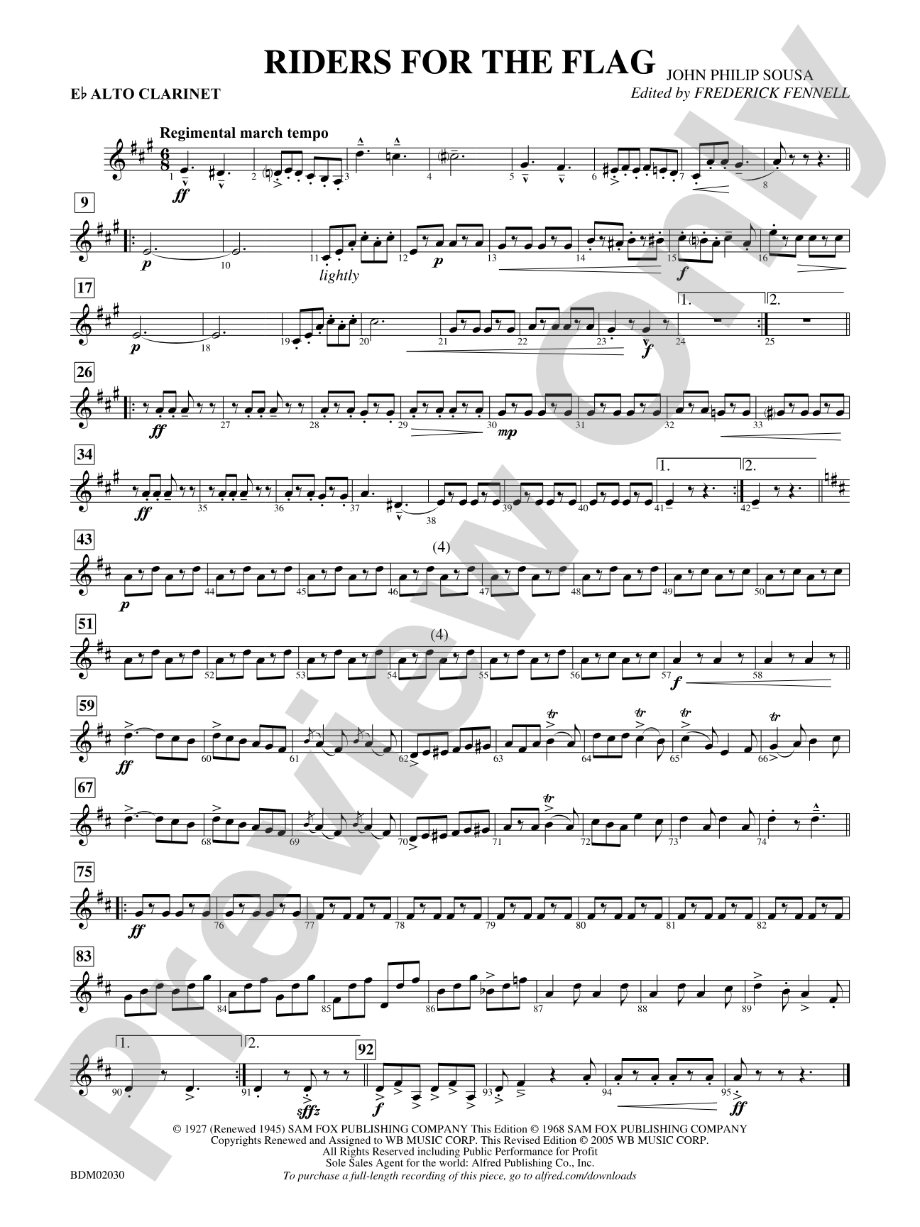 Riders for the Flag: E-flat Alto Clarinet