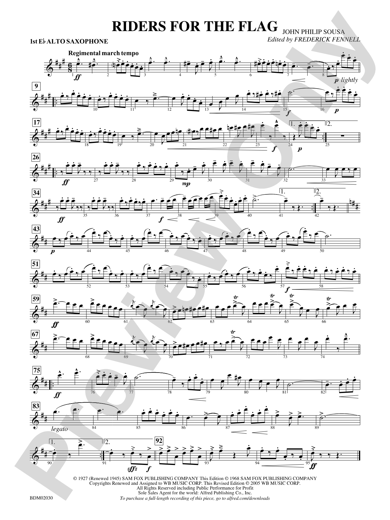 Riders for the Flag: E-flat Alto Saxophone