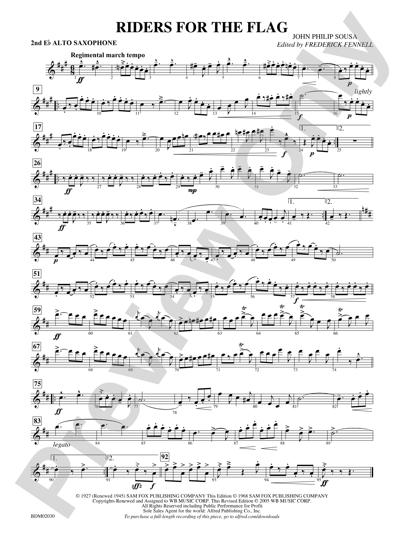 Riders for the Flag: 2nd E-flat Alto Saxophone