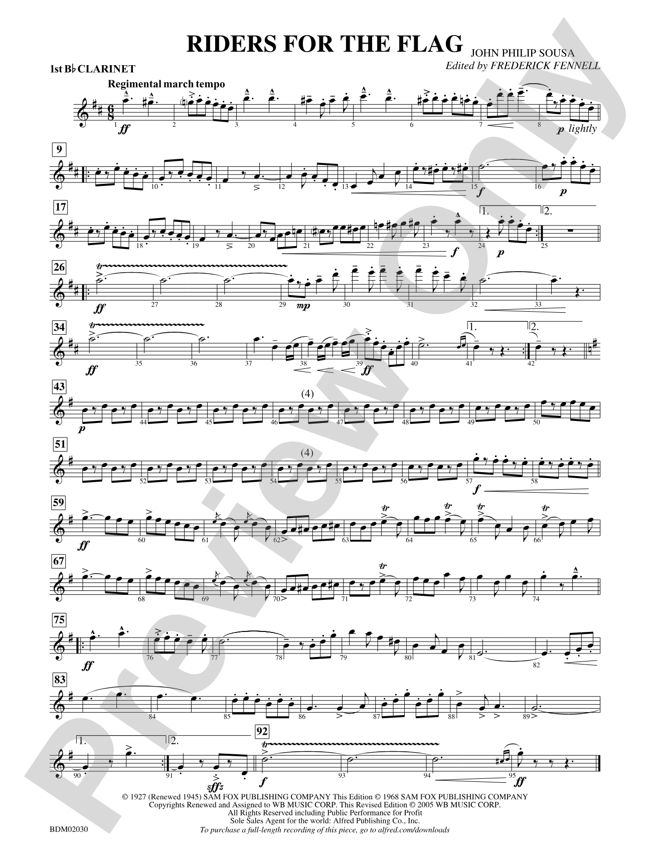 Riders for the Flag: 1st B-flat Clarinet