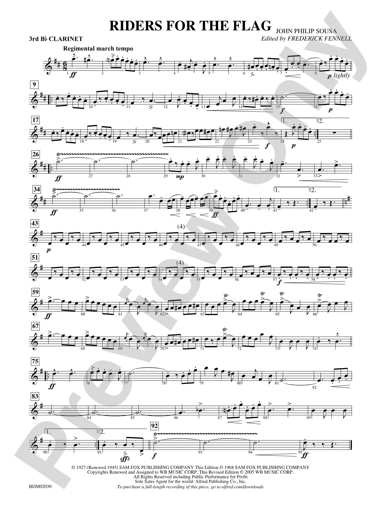 Riders for the Flag: 3rd B-flat Clarinet