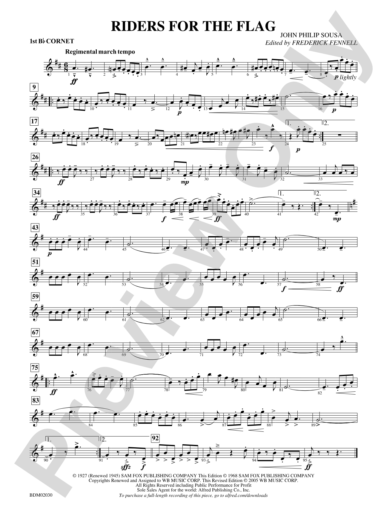Riders for the Flag: 1st B-flat Cornet