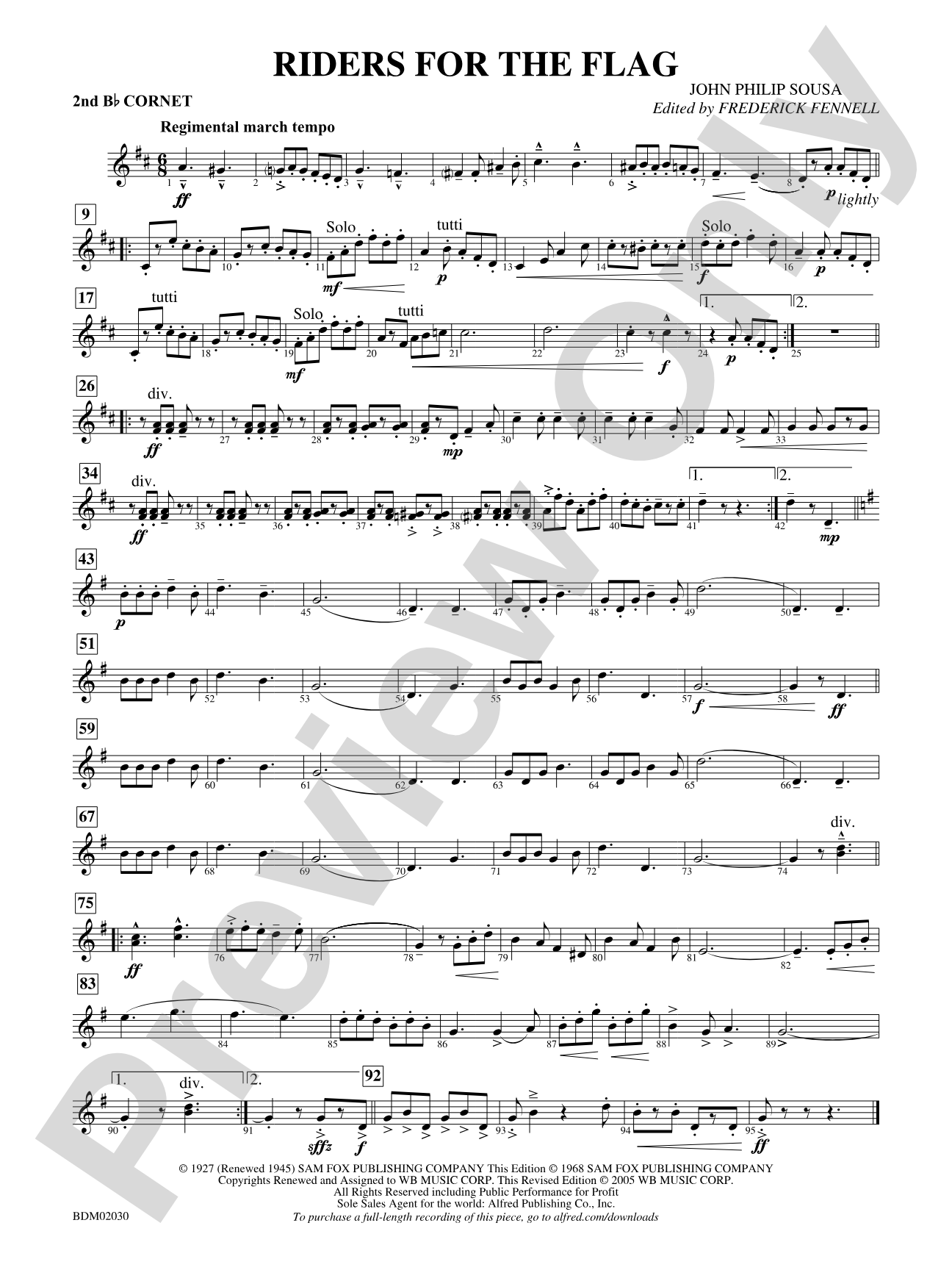 Riders for the Flag: 2nd B-flat Cornet