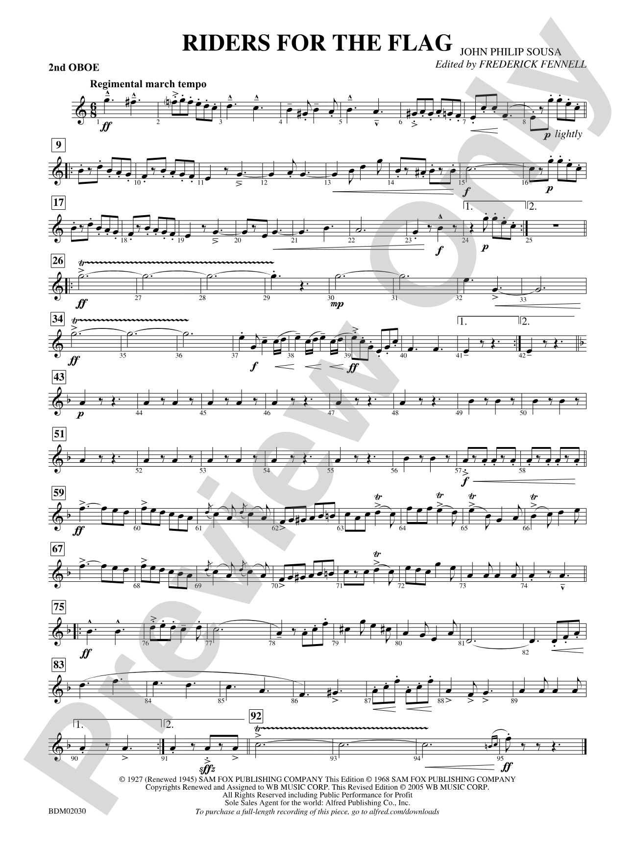 Riders for the Flag: 2nd Oboe