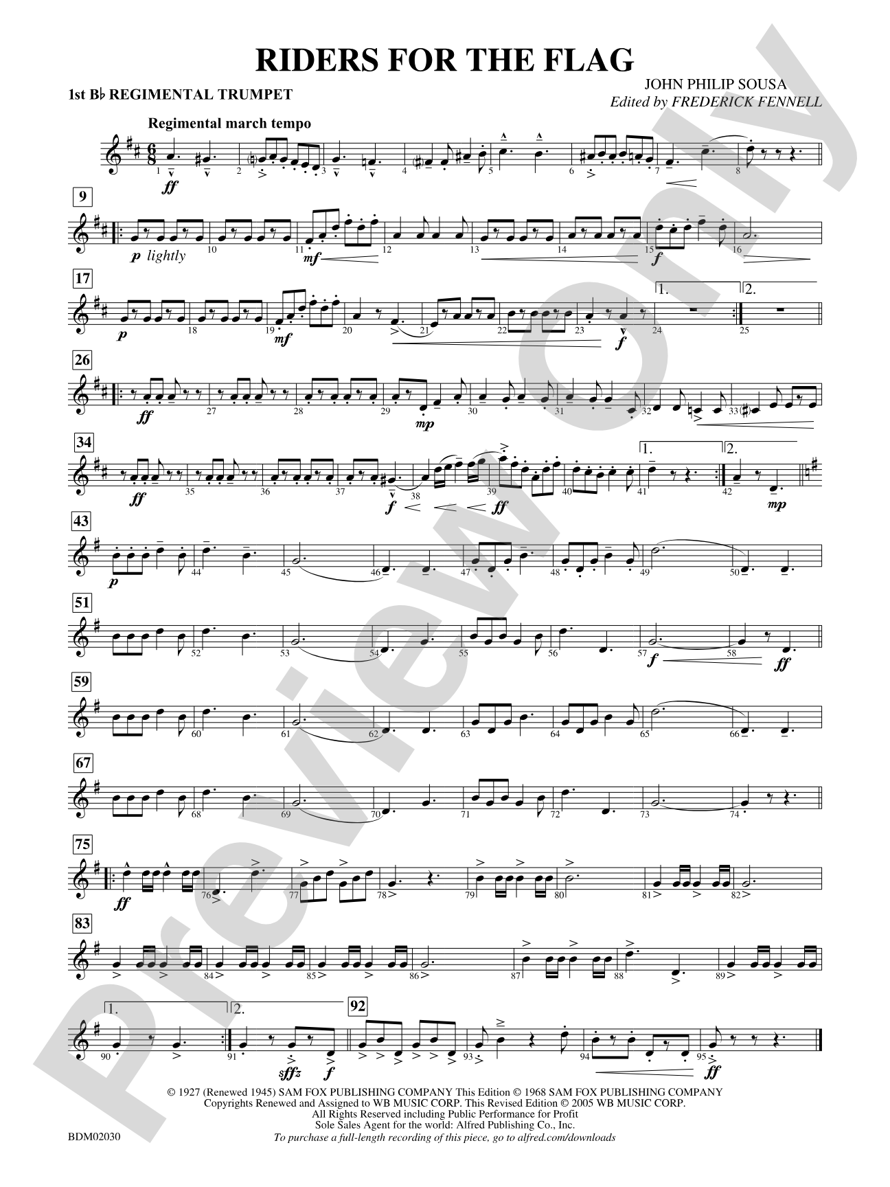 Riders for the Flag: 1st B-flat Trumpet