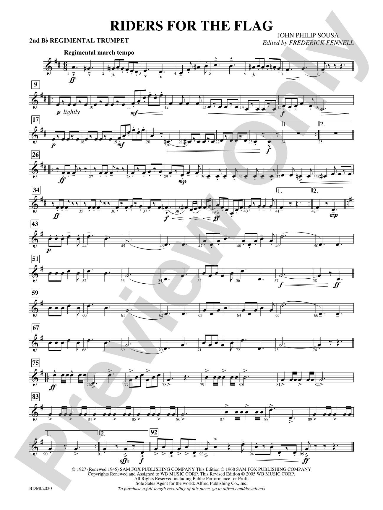 Riders for the Flag: 2nd B-flat Trumpet