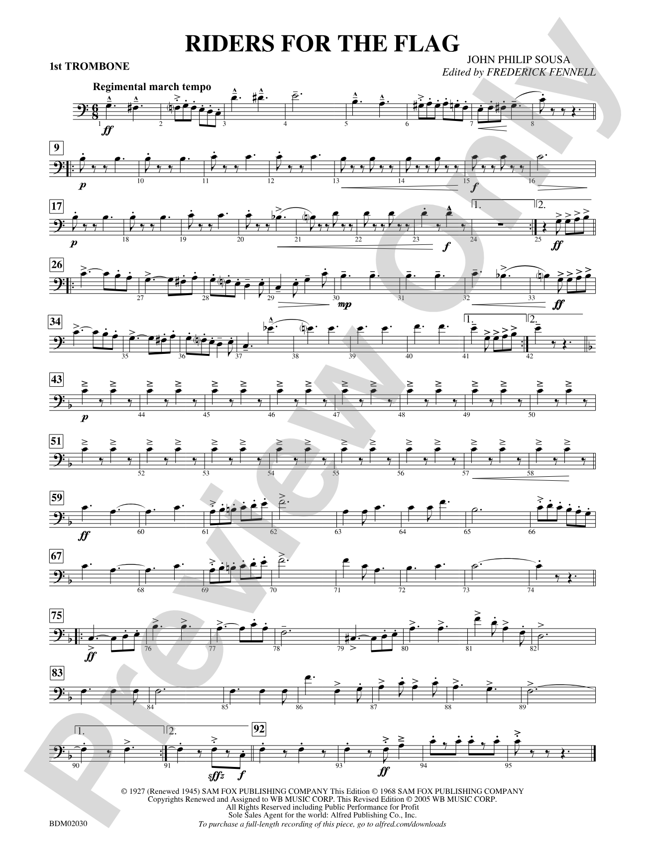 Riders for the Flag: 1st Trombone