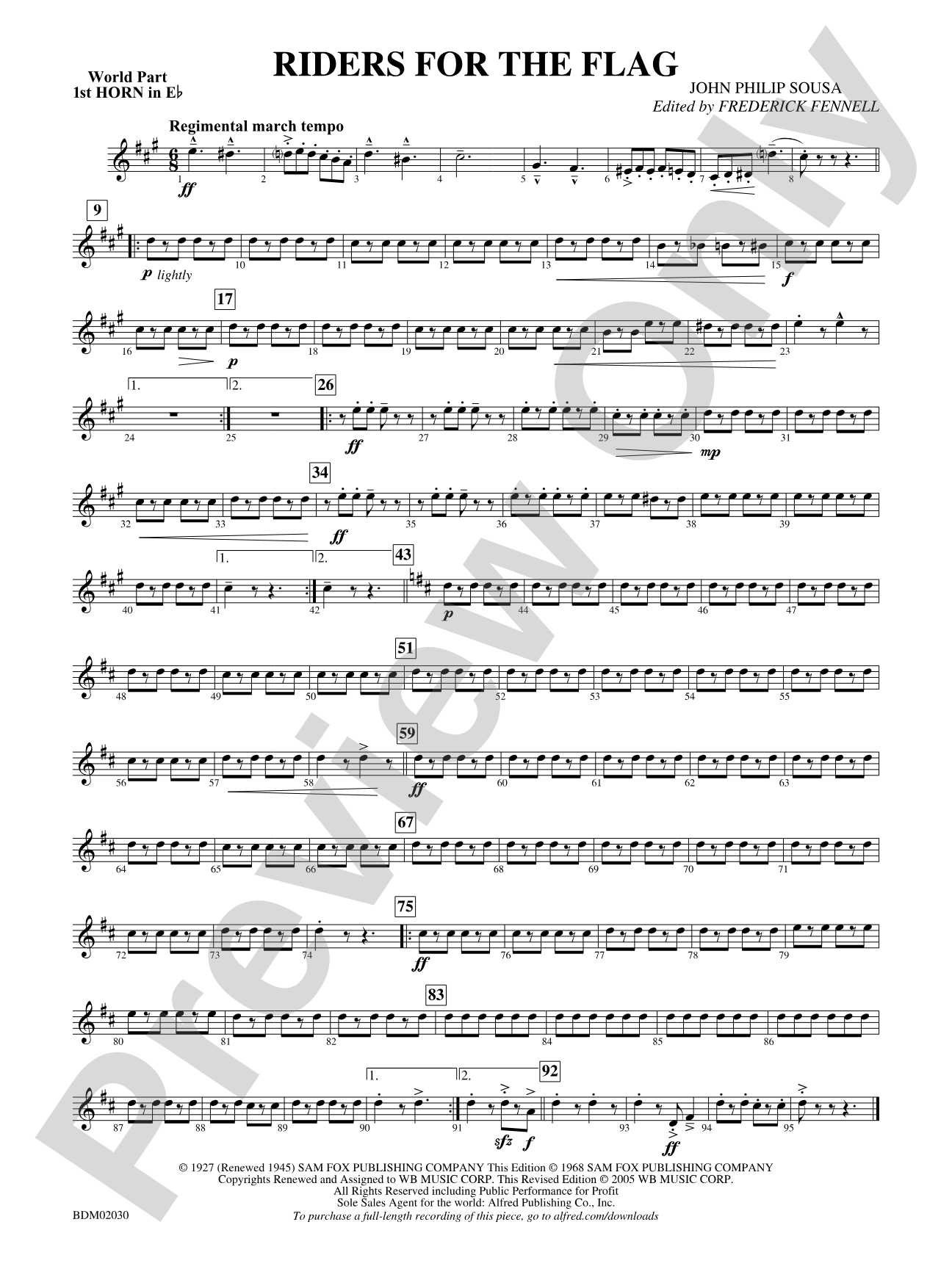 Riders for the Flag: (wp) 1st Horn in E-flat