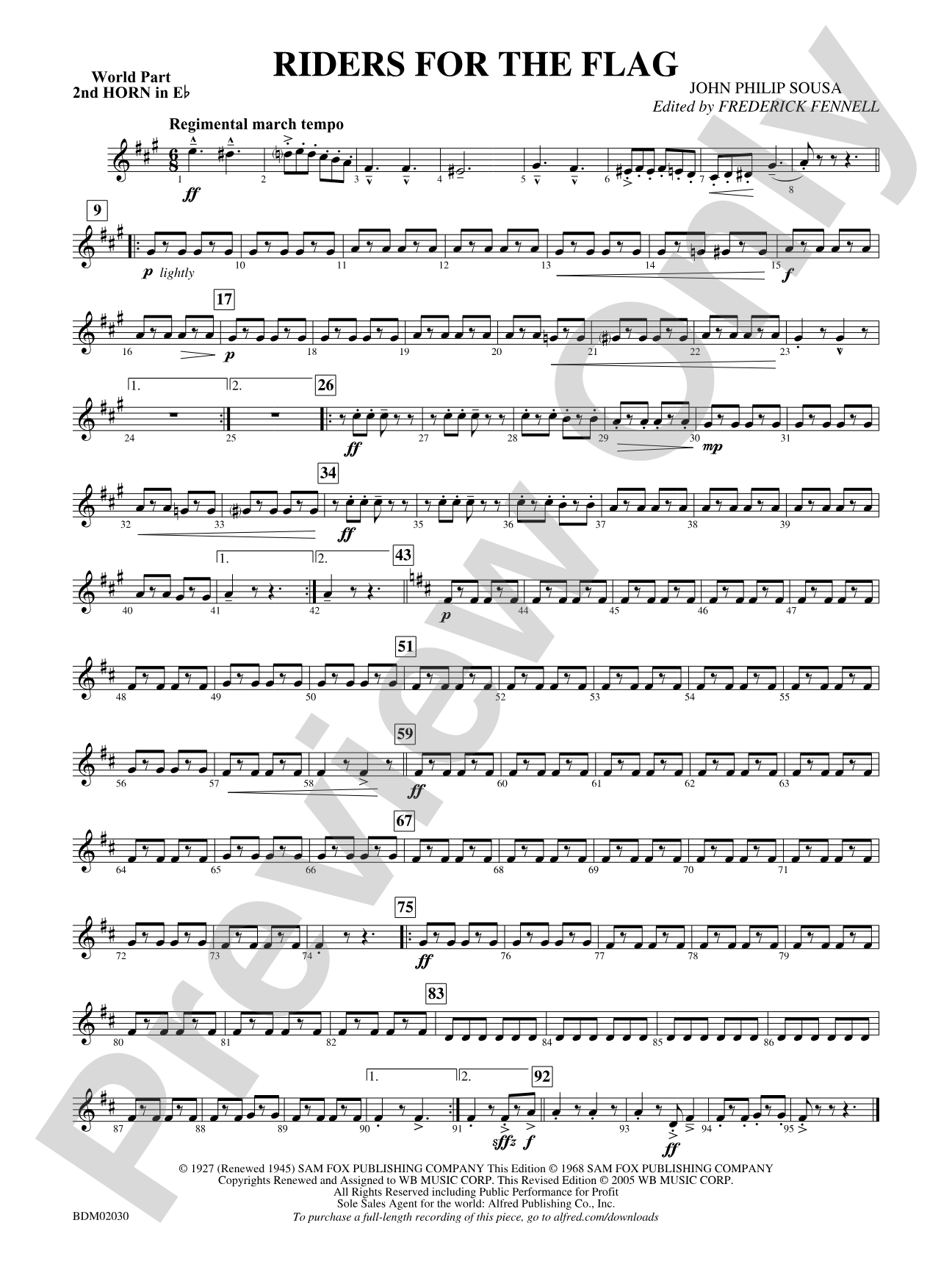 Riders for the Flag: (wp) 2nd Horn in E-flat