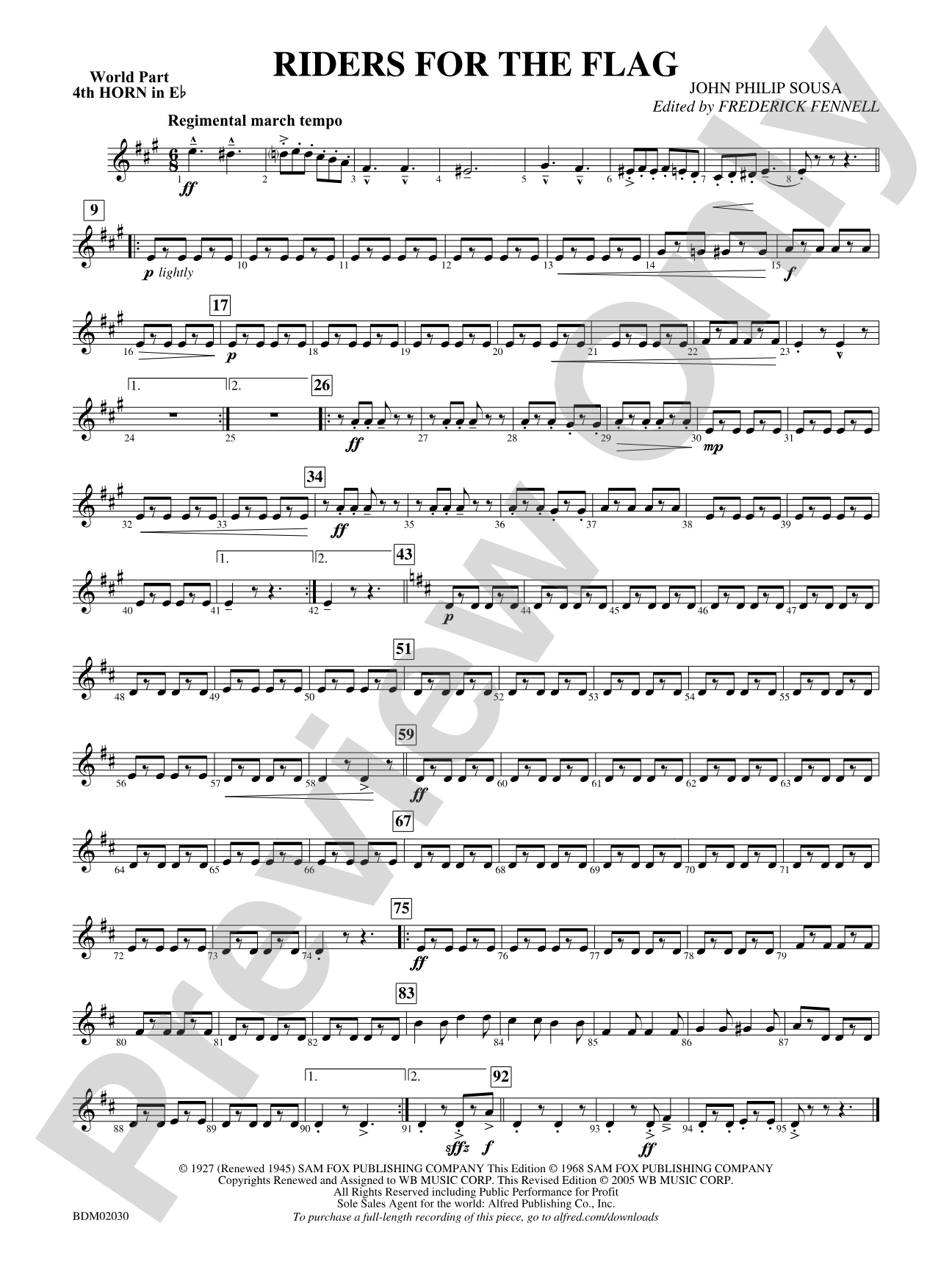 Riders for the Flag: (wp) 4th Horn in E-flat