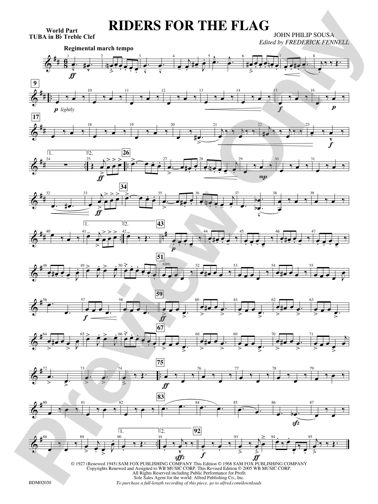 Riders for the Flag: (wp) B-flat Tuba T.C.
