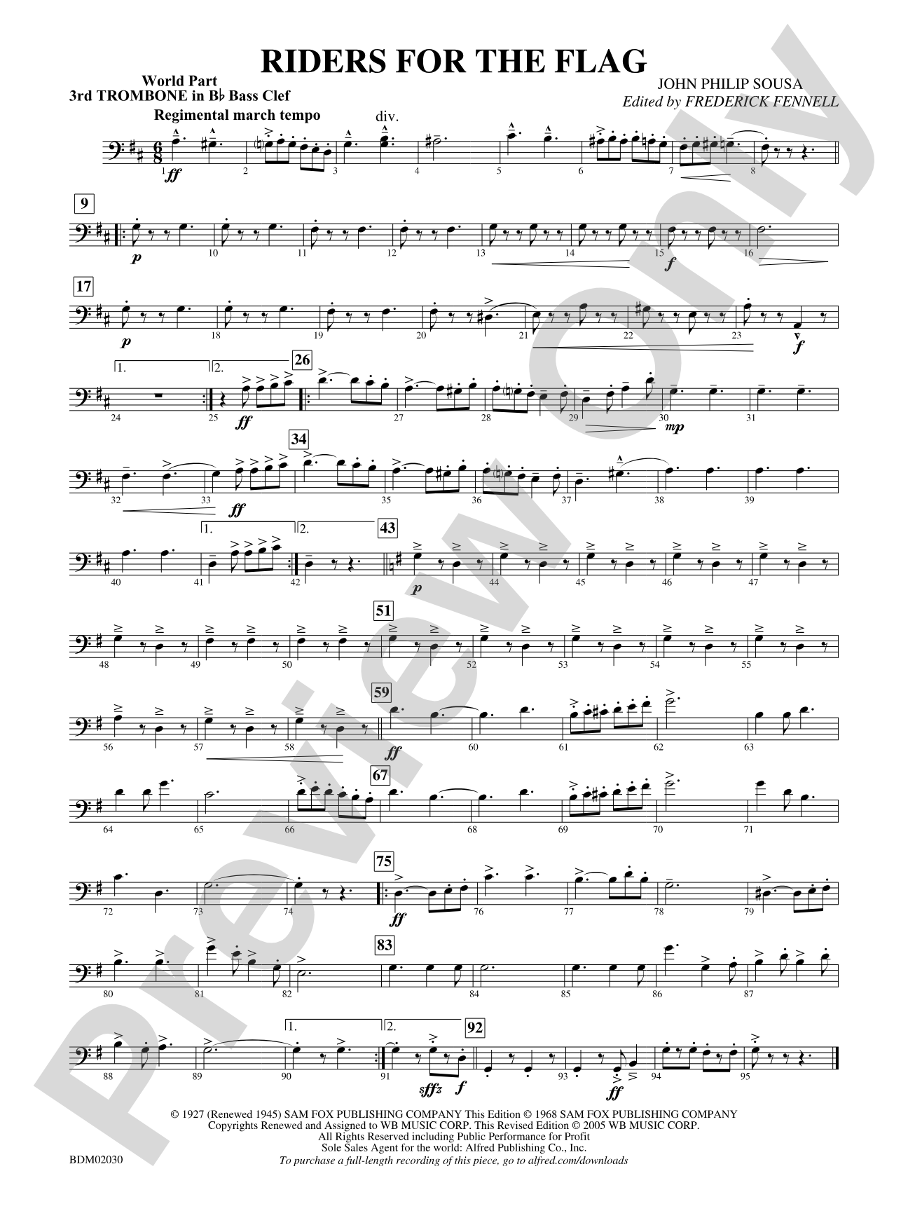 Riders for the Flag: (wp) 3rd B-flat Trombone B.C.