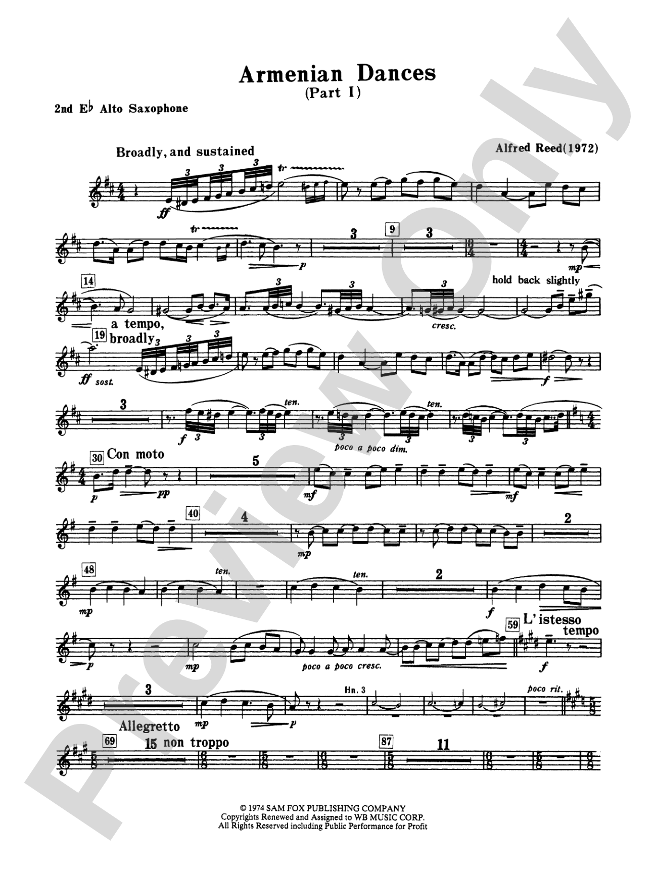 Armenian Dances, Part I: 2nd E-flat Alto Saxophone