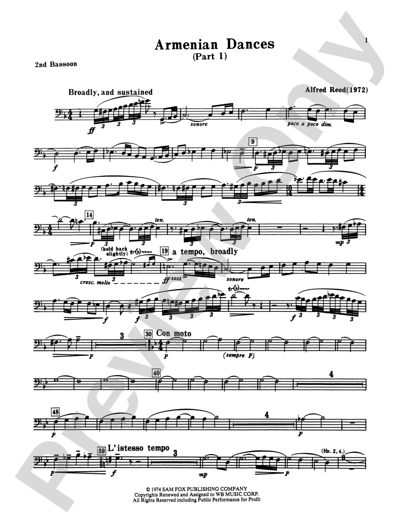 Armenian Dances, Part I: 2nd Bassoon