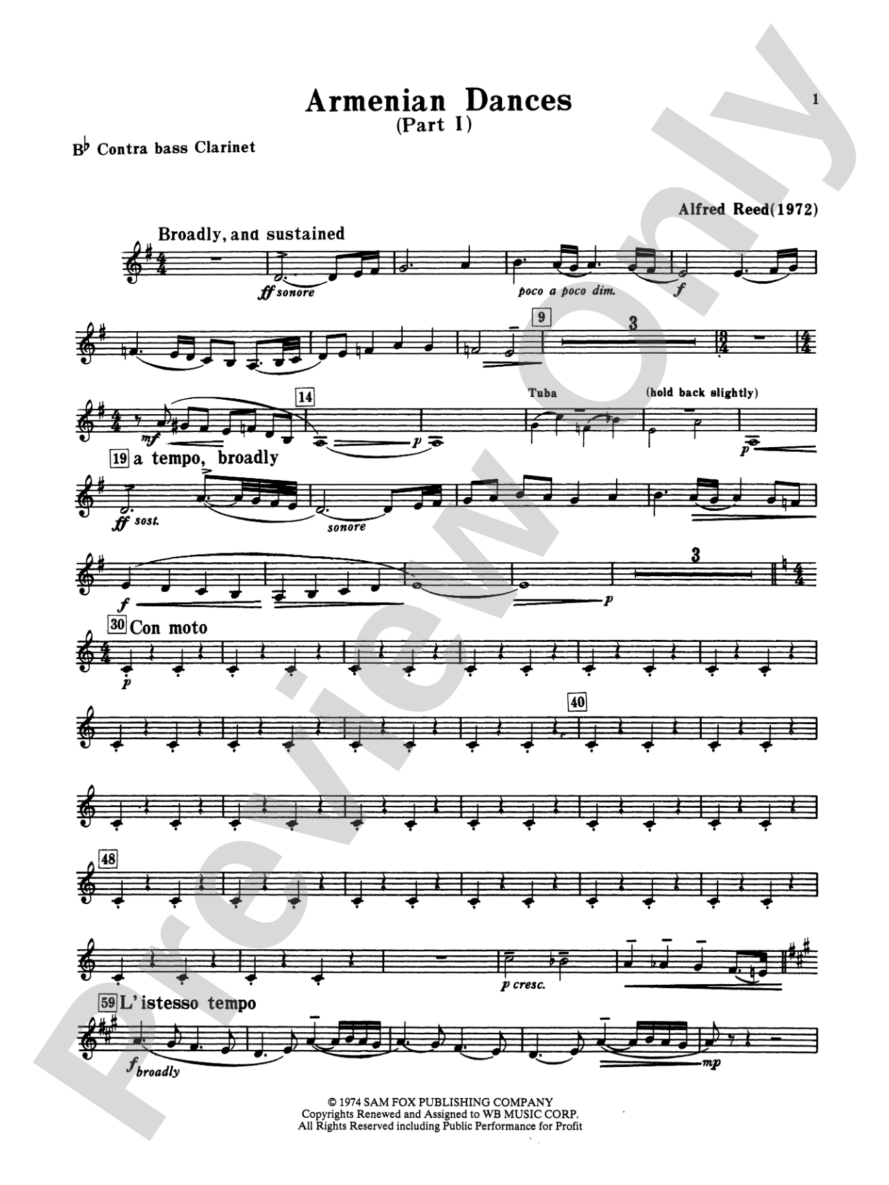 Armenian Dances, Part I: B-flat Contrabass Clarinet