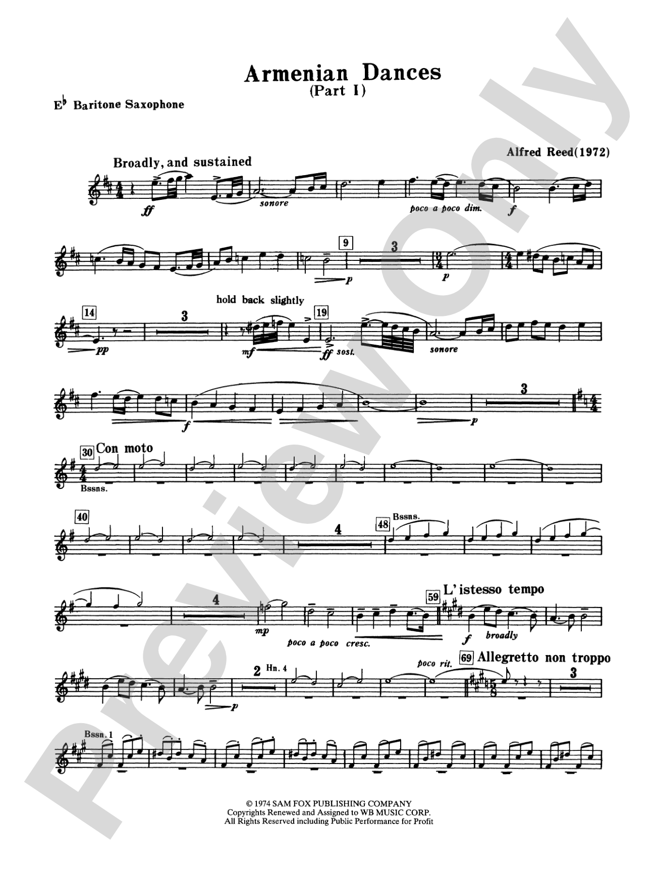 Armenian Dances, Part I: E-flat Baritone Saxophone