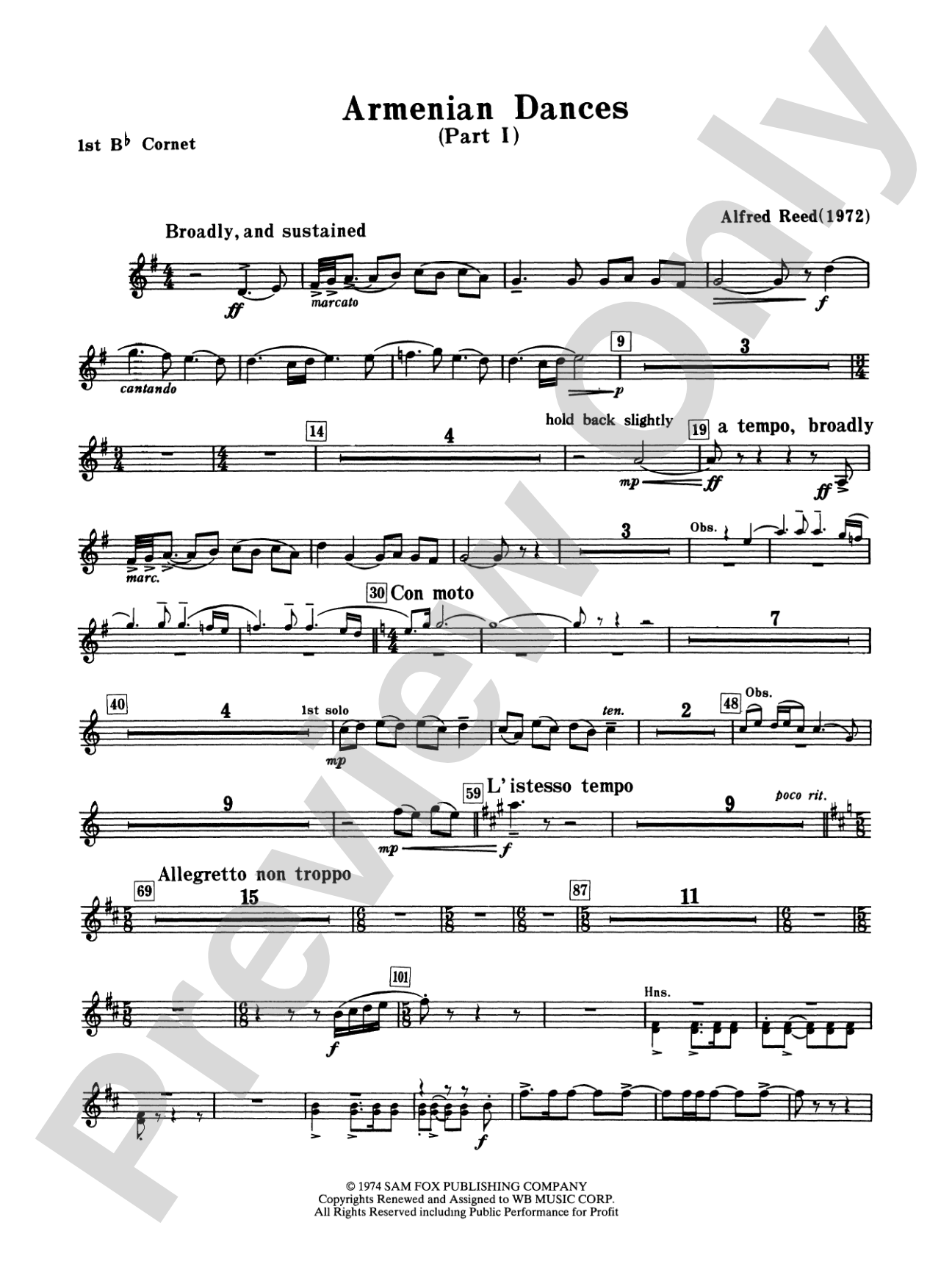 Armenian Dances, Part I: 1st B-flat Cornet