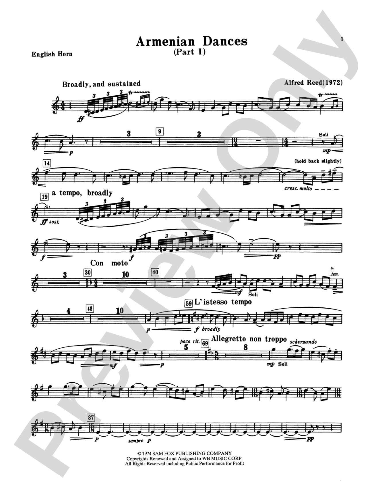 Armenian Dances, Part I: English Horn