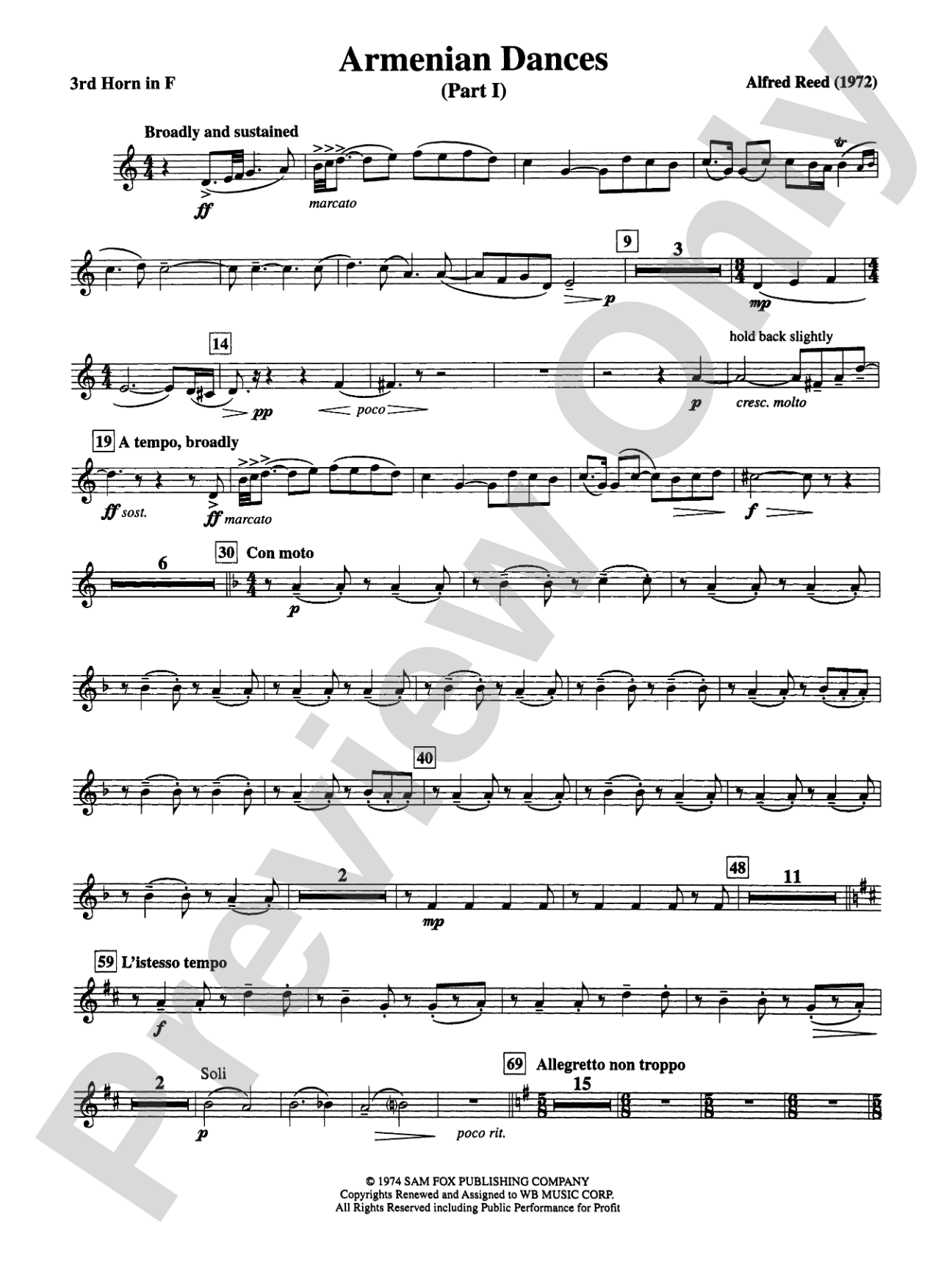 Armenian Dances, Part I: 3rd F Horn