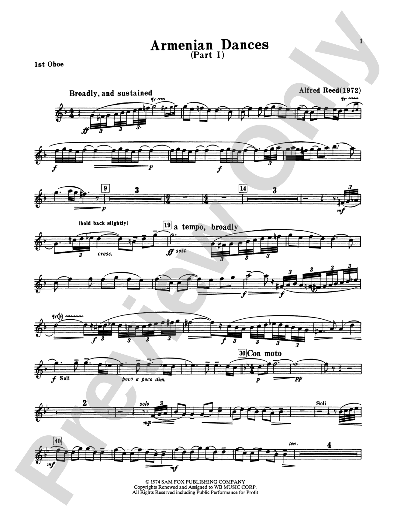 Armenian Dances, Part I: Oboe