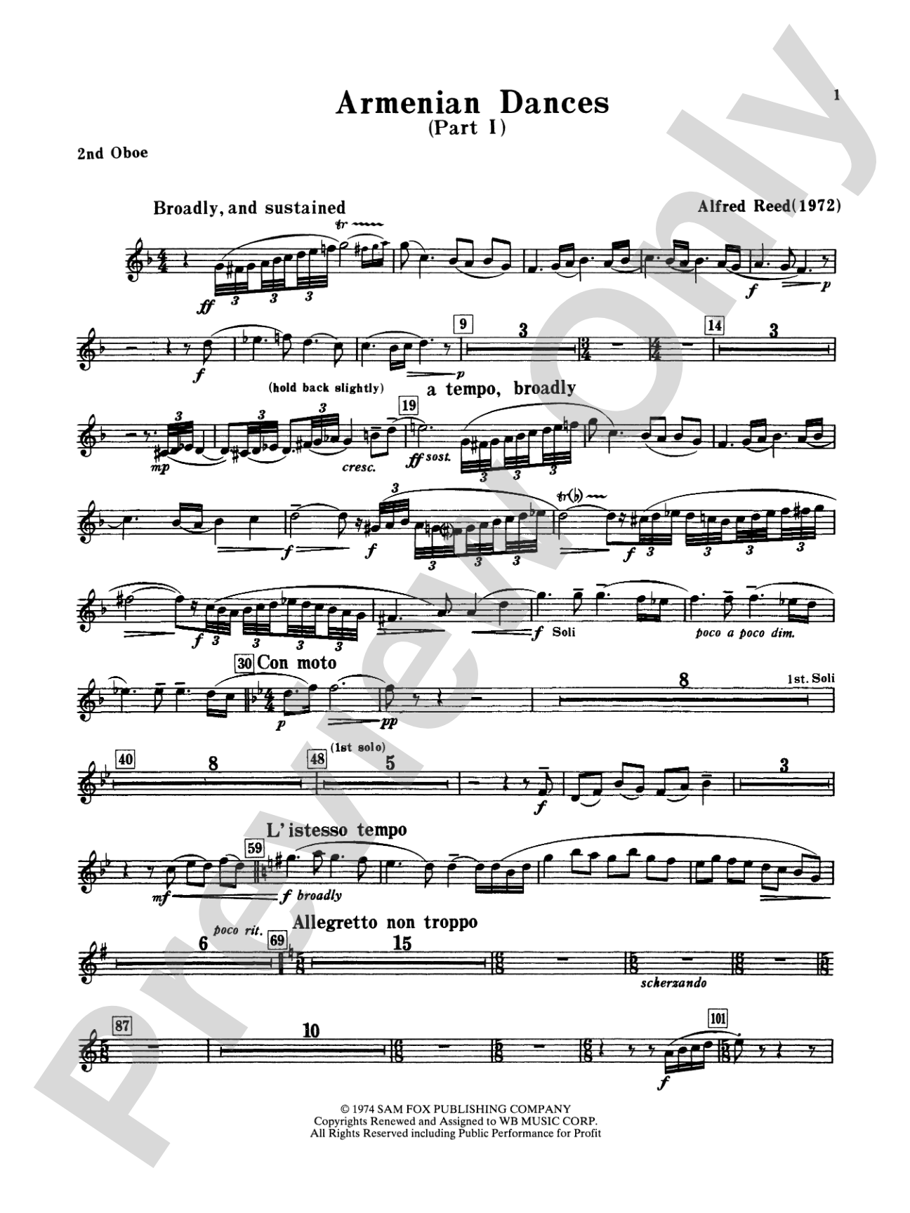 Armenian Dances, Part I: 2nd Oboe