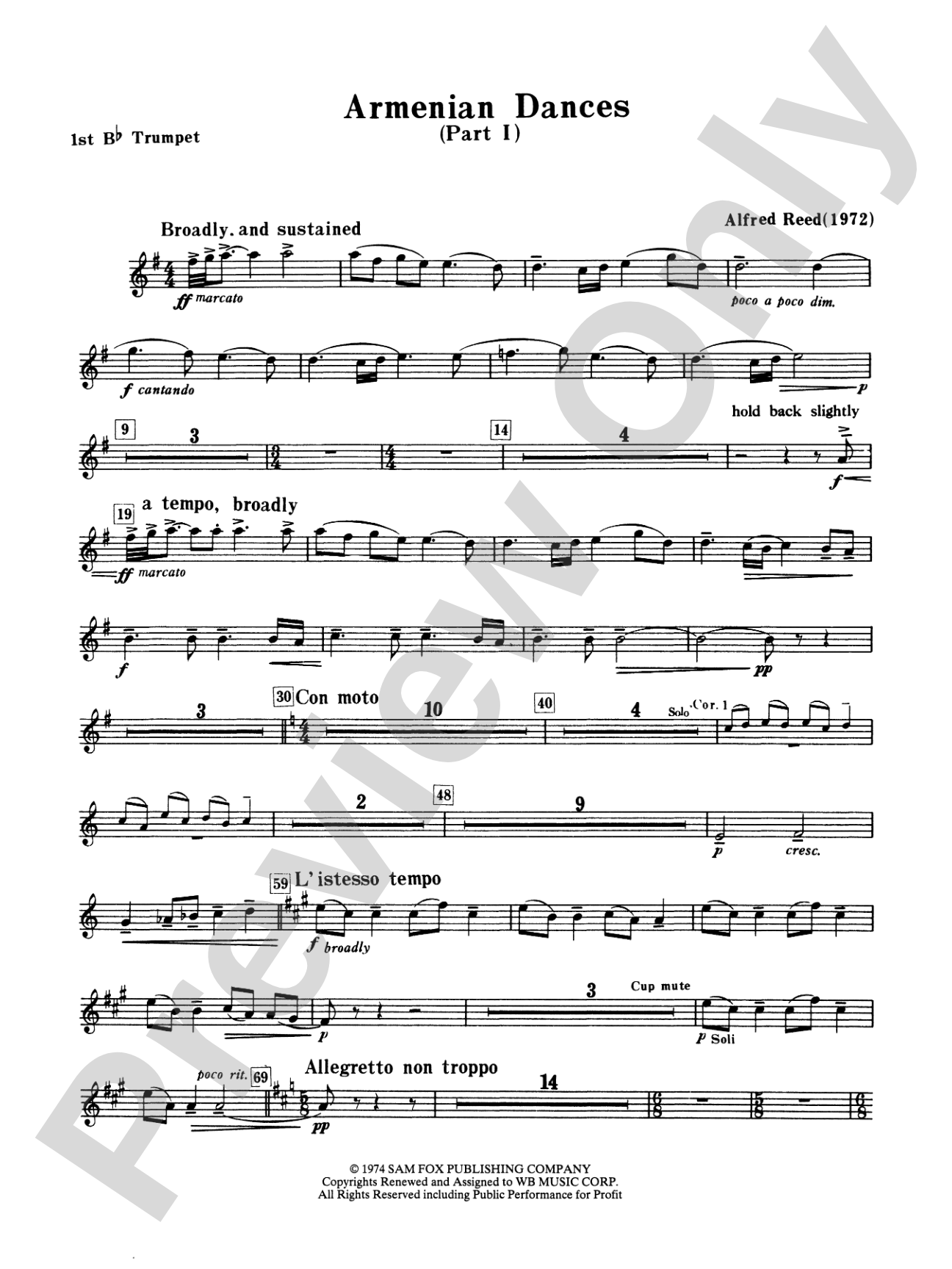 Armenian Dances, Part I: 1st B-flat Trumpet