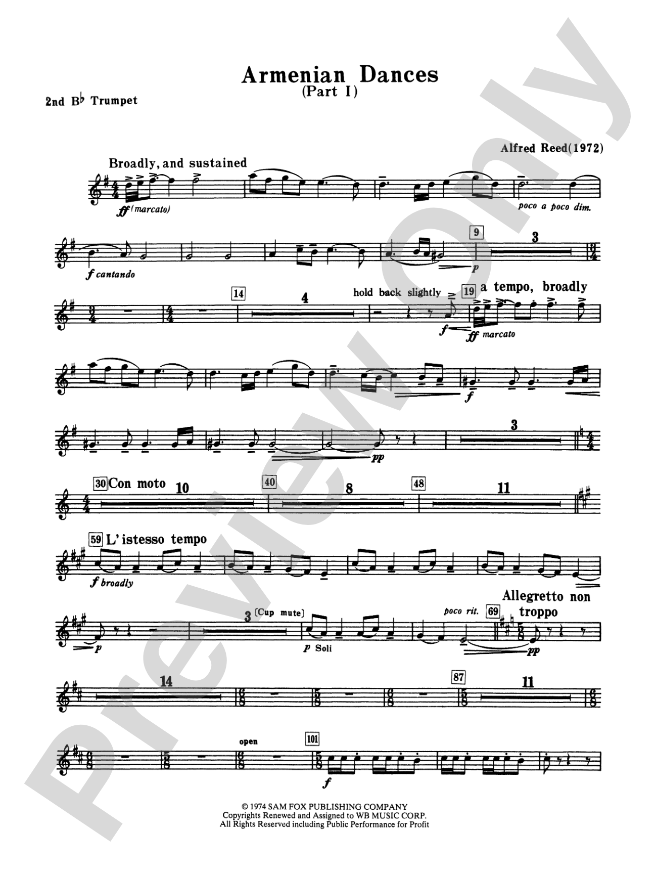 Armenian Dances, Part I: 2nd B-flat Trumpet