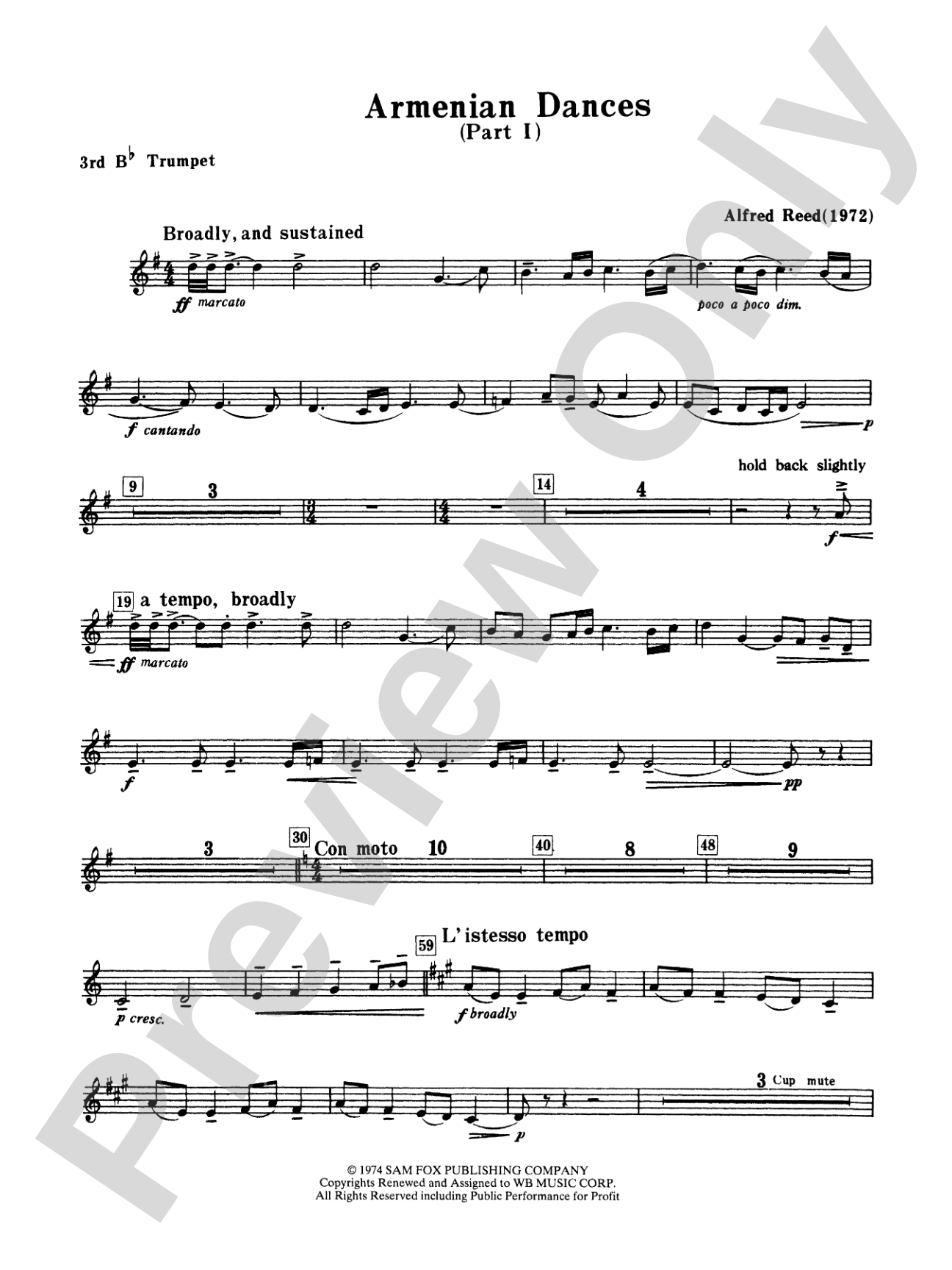 Armenian Dances, Part I: 3rd B-flat Trumpet