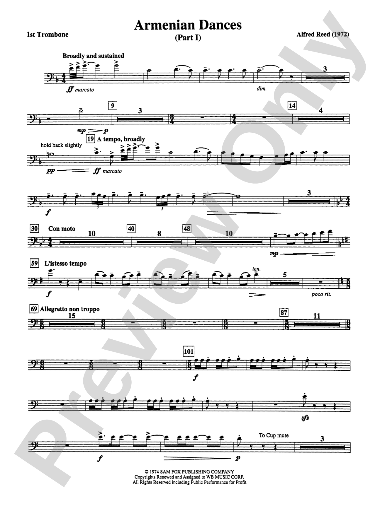 Armenian Dances, Part I: 1st Trombone
