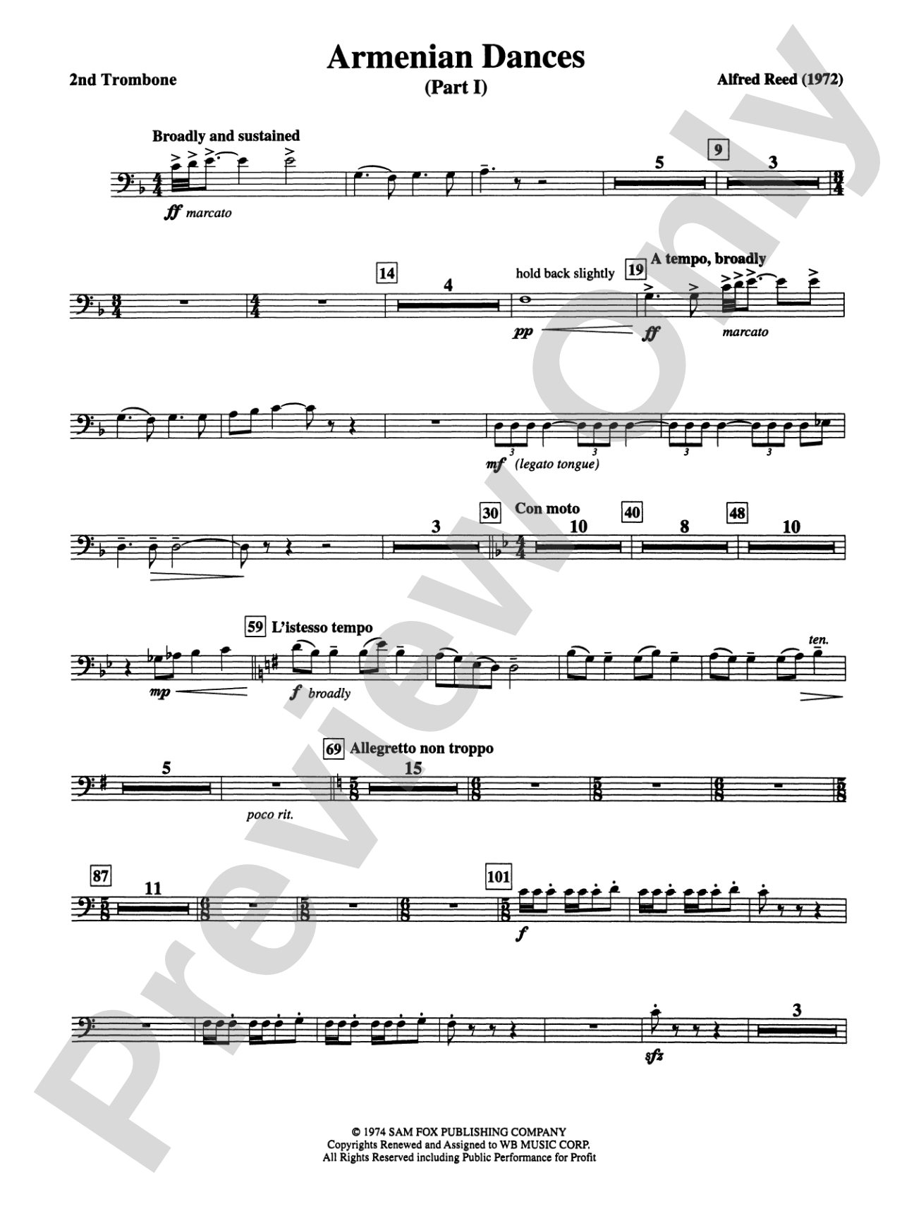 Armenian Dances, Part I: 2nd Trombone