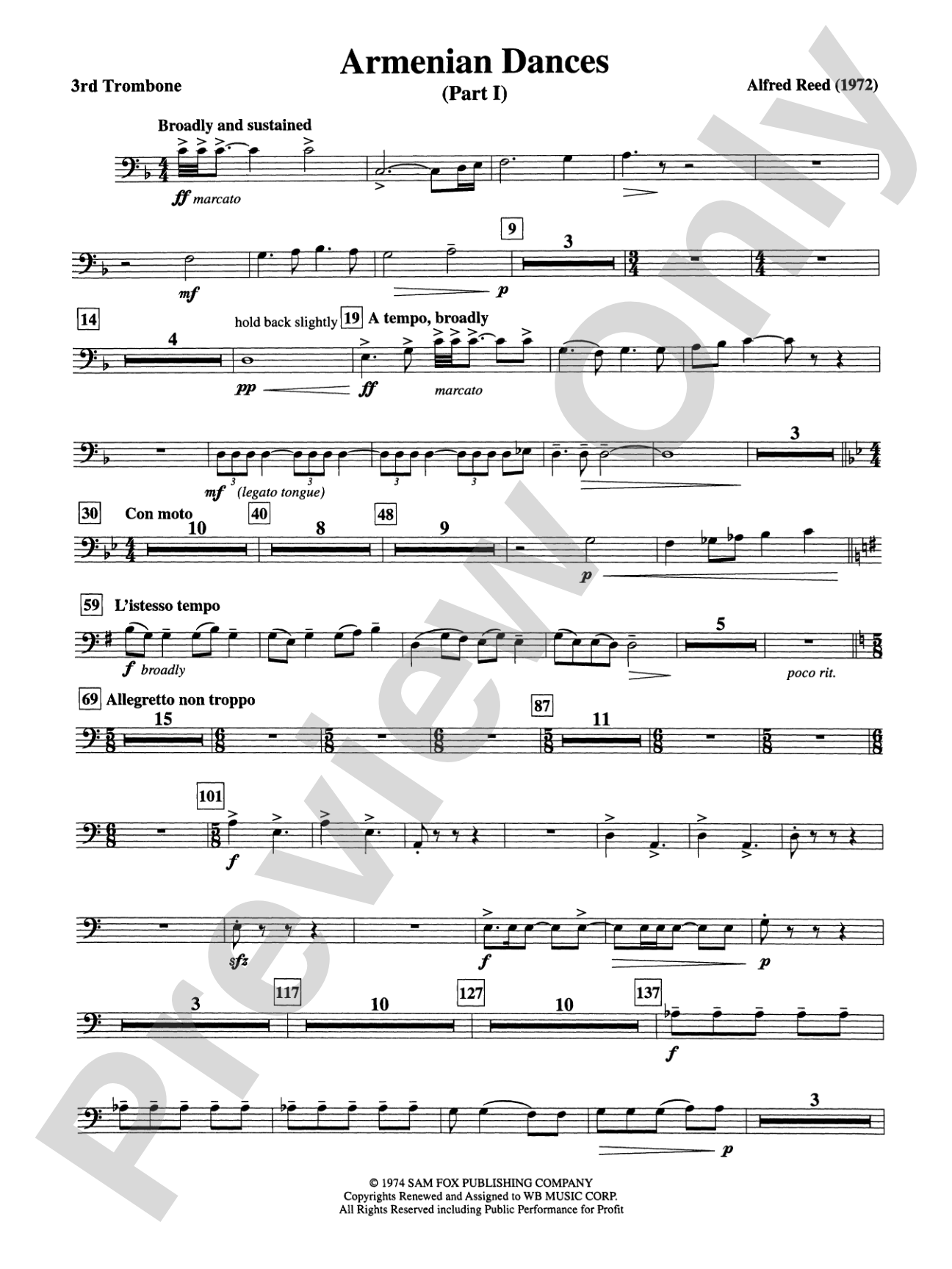 Armenian Dances, Part I: 3rd Trombone