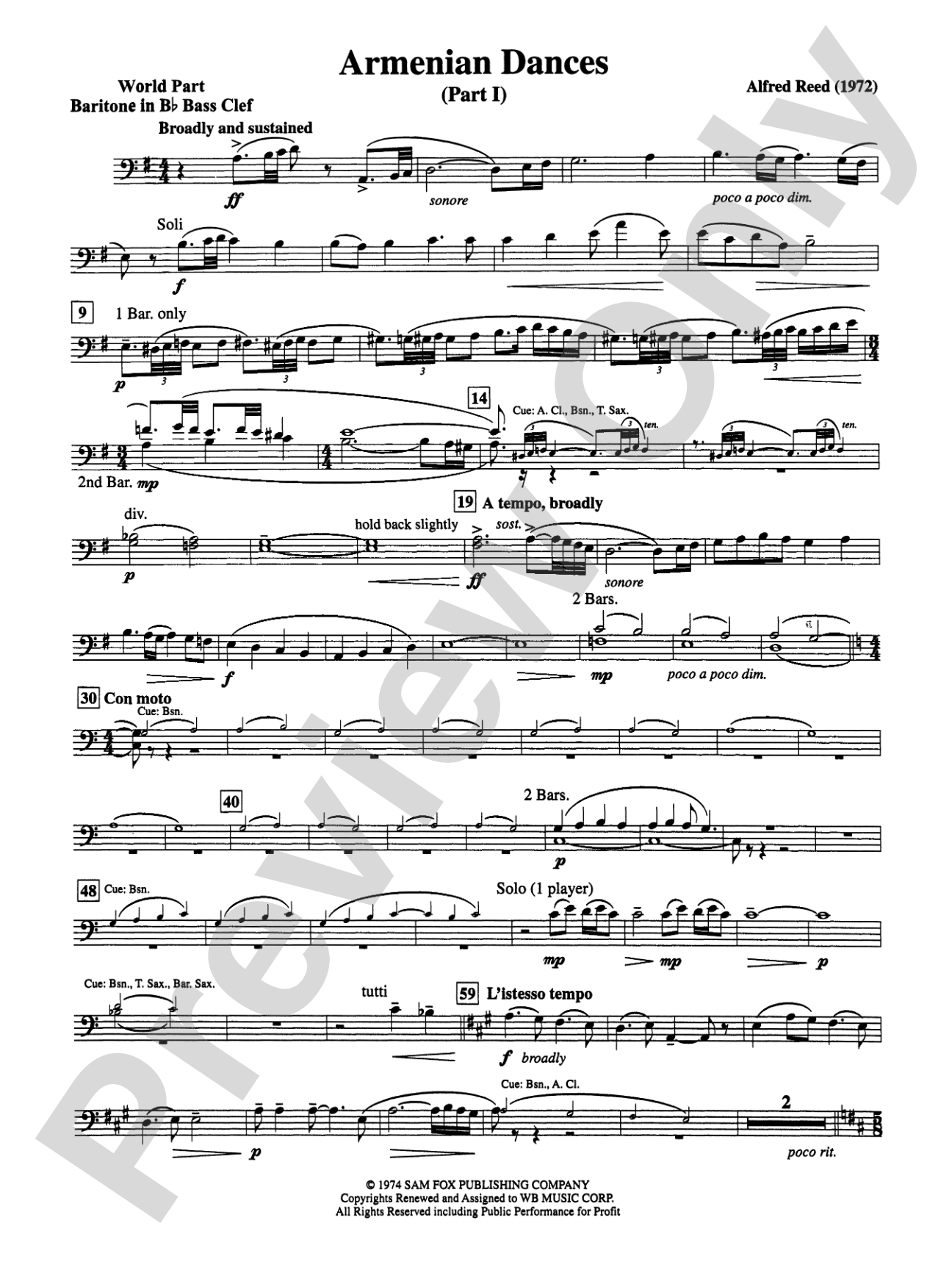 Armenian Dances, Part I: (wp) B-flat Baritone B.C.
