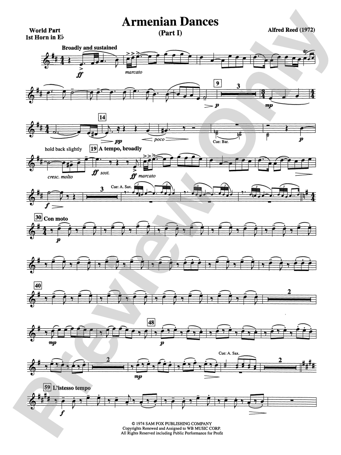 Armenian Dances, Part I: (wp) 1st Horn in E-flat