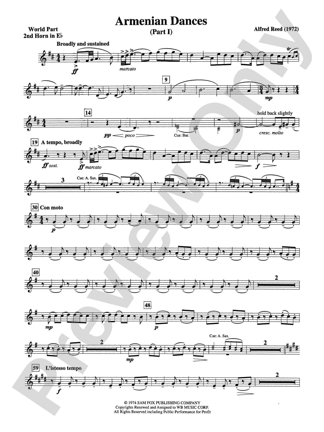 Armenian Dances, Part I: (wp) 2nd Horn in E-flat