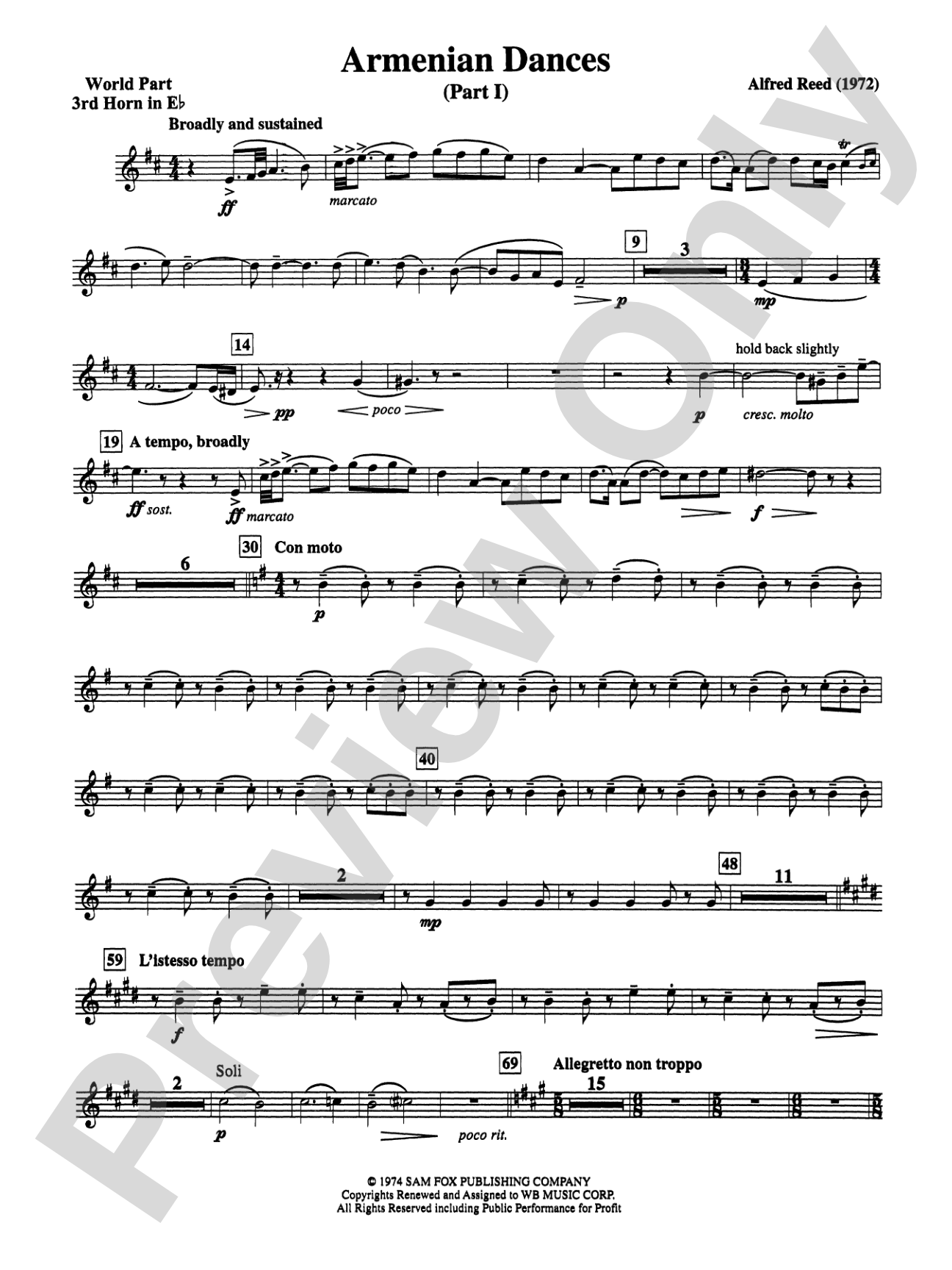 Armenian Dances, Part I: (wp) 3rd Horn in E-flat