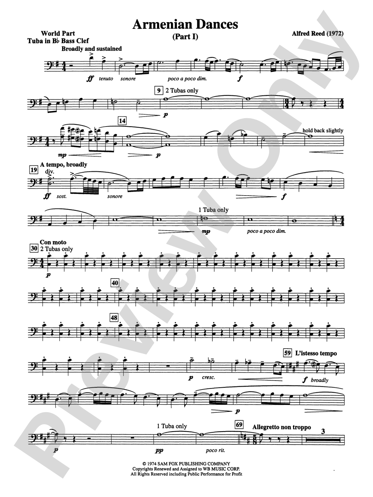 Armenian Dances, Part I: (wp) B-flat Tuba B.C.