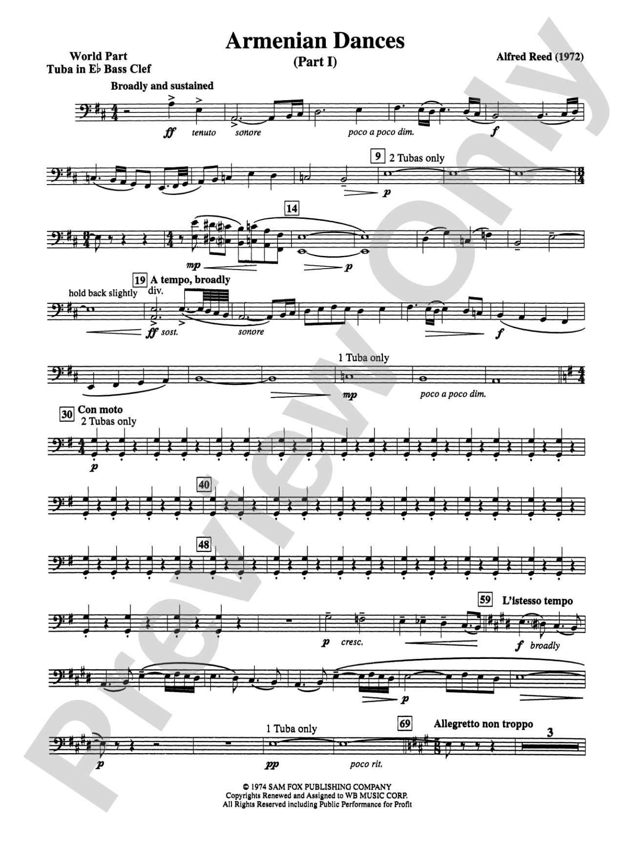 Armenian Dances, Part I: (wp) E-flat Tuba B.C.