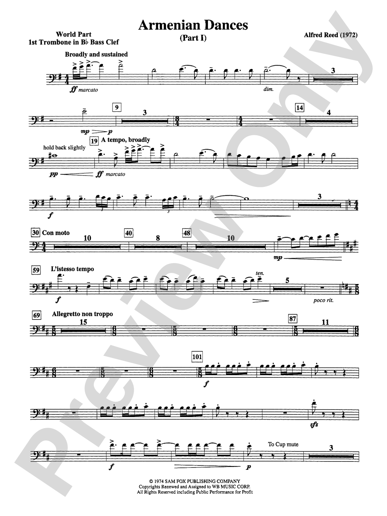 Armenian Dances, Part I: (wp) 1st B-flat Trombone B.C.