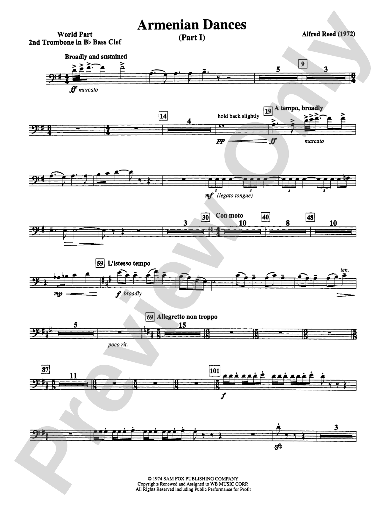 Armenian Dances, Part I: (wp) 2nd B-flat Trombone B.C.