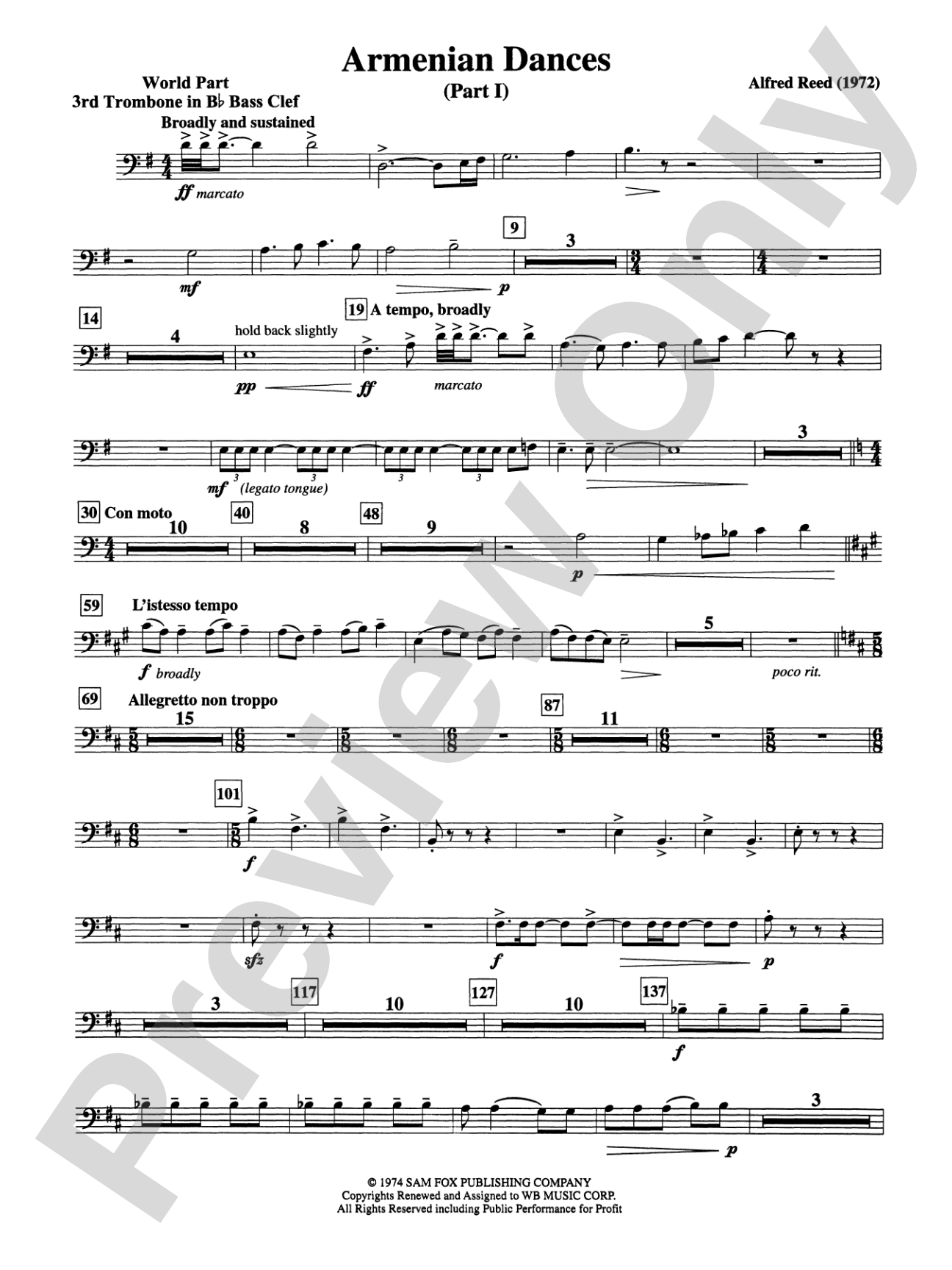 Armenian Dances, Part I: (wp) 3rd B-flat Trombone B.C.